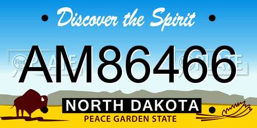 AM86466 North Dakota License Plate