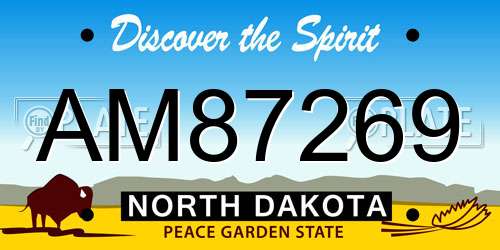 AM87269 North Dakota License Plate