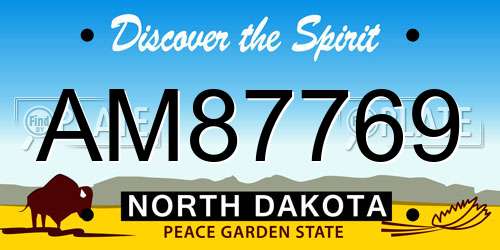 AM87769 North Dakota License Plate