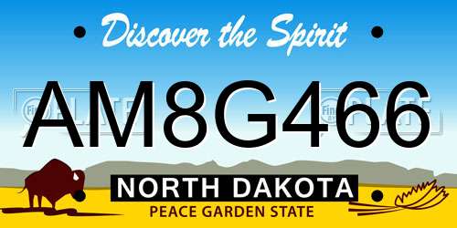 AM8G466 North Dakota License Plate