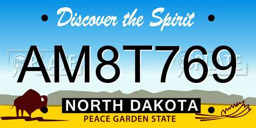 AM8T769 North Dakota License Plate