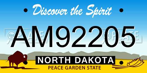 AM92205 North Dakota License Plate