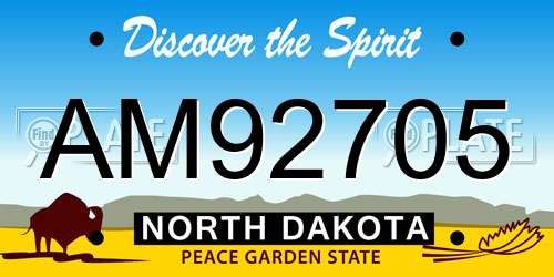 AM92705 North Dakota License Plate