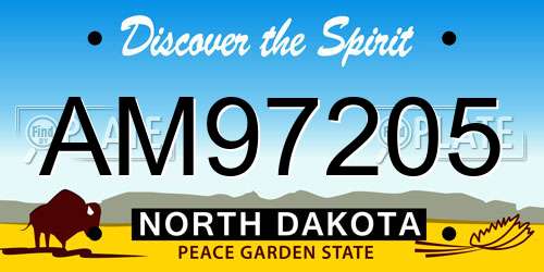 AM97205 North Dakota License Plate