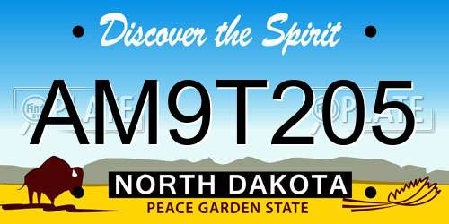 AM9T205 North Dakota License Plate