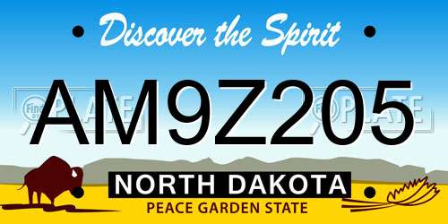 AM9Z205 North Dakota License Plate