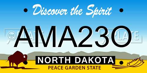 AMA23O North Dakota License Plate