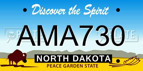 AMA730 North Dakota License Plate