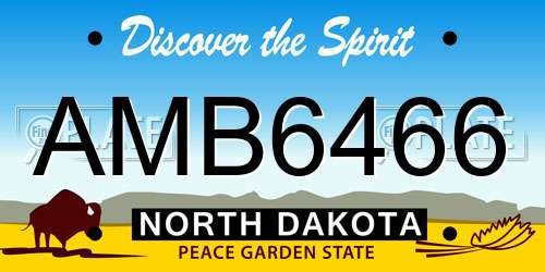 AMB6466 North Dakota License Plate