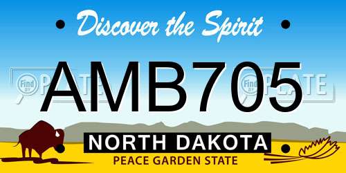 AMB705 North Dakota License Plate