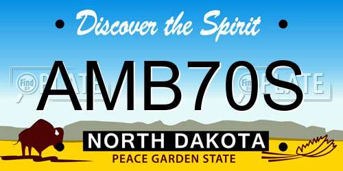 AMB70S North Dakota License Plate