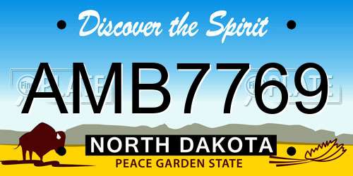 AMB7769 North Dakota License Plate