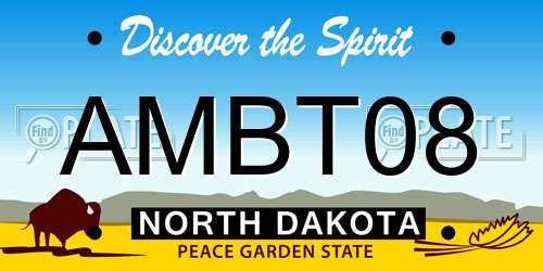 AMBT08 North Dakota License Plate