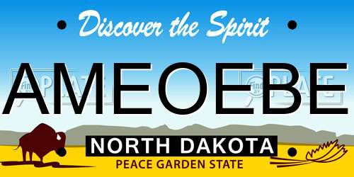 AMEOEBE North Dakota License Plate