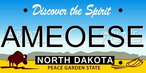 AMEOESE North Dakota License Plate