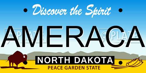 AMERACA North Dakota License Plate