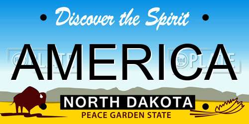 AMERICA North Dakota License Plate
