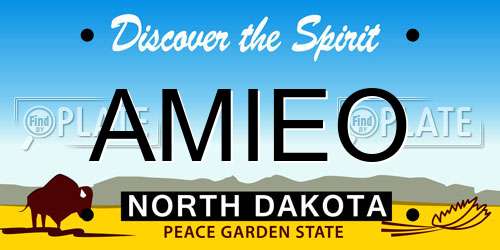 AMIEO North Dakota License Plate