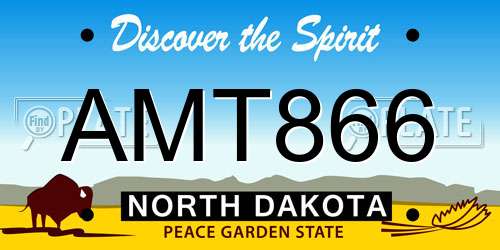 AMT866 North Dakota License Plate