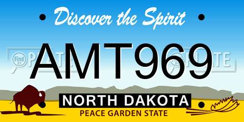 AMT969 North Dakota License Plate