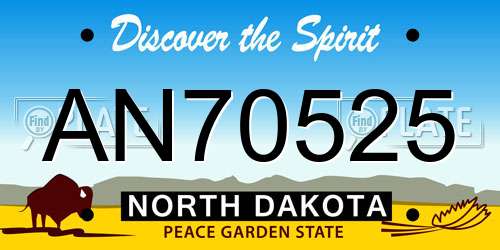 AN70525 North Dakota License Plate
