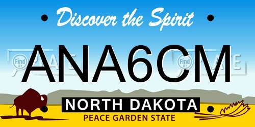 ANA6CM North Dakota License Plate