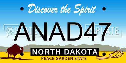 ANAD47 North Dakota License Plate