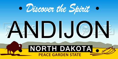 ANDIJON North Dakota License Plate