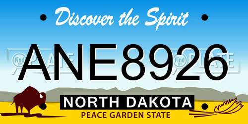 ANE8926 North Dakota License Plate