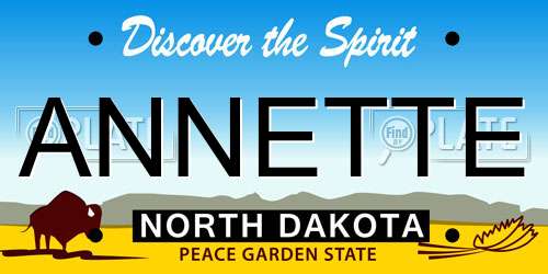 ANNETTE North Dakota License Plate