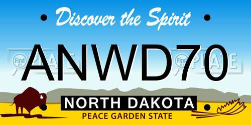 ANWD70 North Dakota License Plate