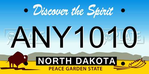 ANY1010 North Dakota License Plate