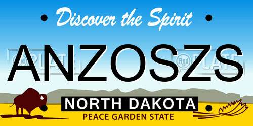 ANZOSZS North Dakota License Plate