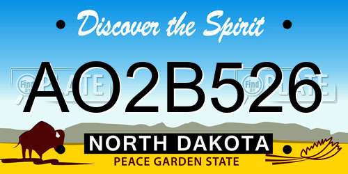 AO2B526 North Dakota License Plate