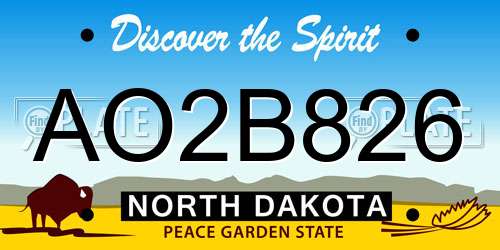AO2B826 North Dakota License Plate