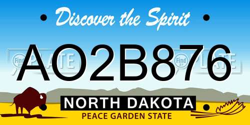 AO2B876 North Dakota License Plate
