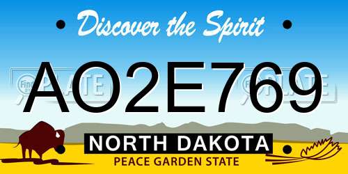 AO2E769 North Dakota License Plate