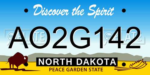 AO2G142 North Dakota License Plate