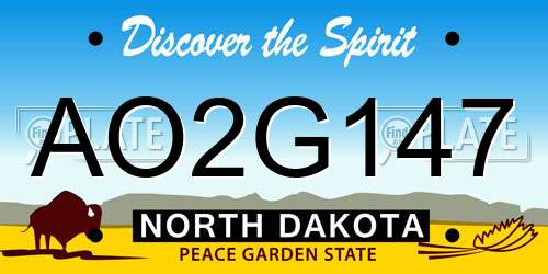 AO2G147 North Dakota License Plate