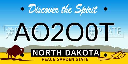 AO2O0T North Dakota License Plate