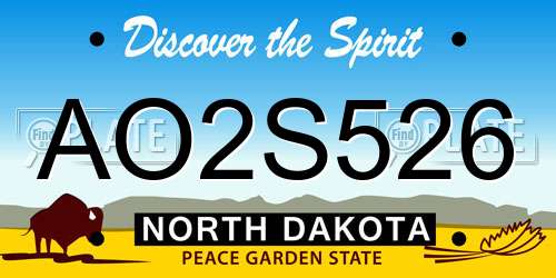 AO2S526 North Dakota License Plate