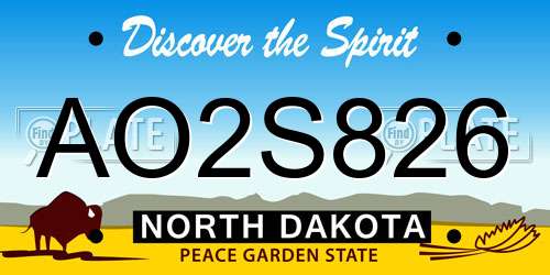 AO2S826 North Dakota License Plate
