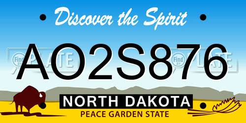 AO2S876 North Dakota License Plate