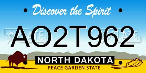 AO2T962 North Dakota License Plate