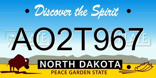 AO2T967 North Dakota License Plate