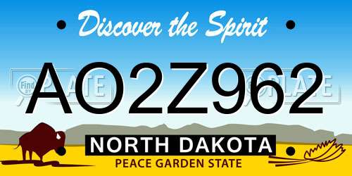 AO2Z962 North Dakota License Plate