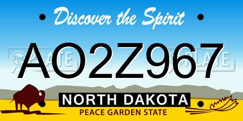 AO2Z967 North Dakota License Plate