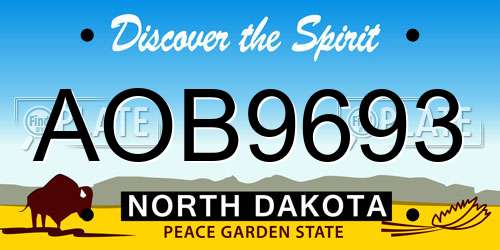 AOB9693 North Dakota License Plate