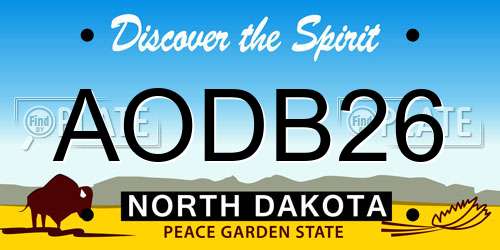 AODB26 North Dakota License Plate