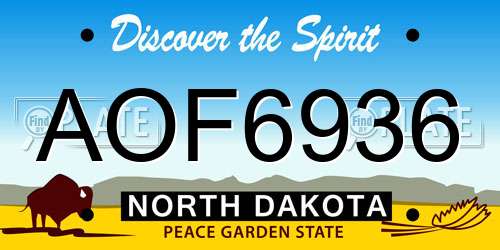 AOF6936 North Dakota License Plate